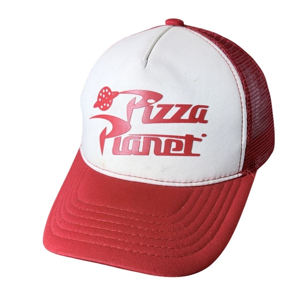 Disney Pixar Pizza Planet Toy Story Hat Cap Snap Back Mens One Size Red Trucker